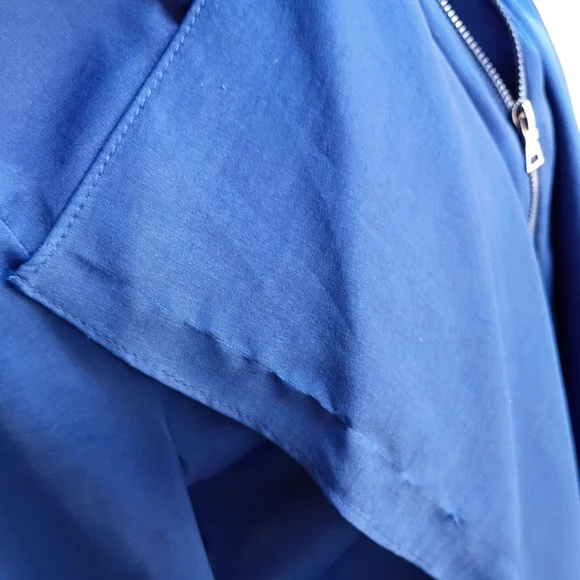 BCBGMaxAzria Flora Ruffle Silky Zip Blazer Draped Open-Front Shirt Jacket Small - Picture 6 of 11